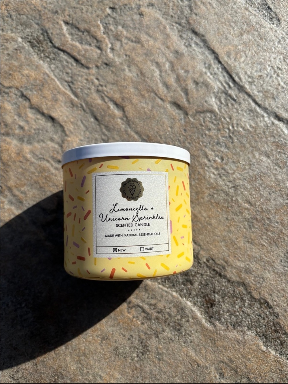 Bath & Body Works Limoncello & Unicorn Sprinkles Candle - Yellow with White Lid